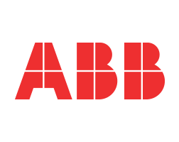 a red and black logo